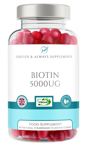 Biotin 5000ug - 60 Natural Strawberry Flavour Gummies